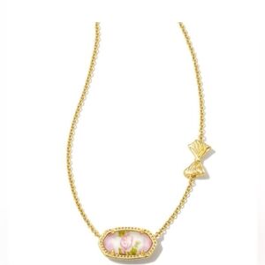 Kendra Scott x LoveShackFancy Gold Elisa Necklace MARIE PINK BLOOMING HEIRLOOM